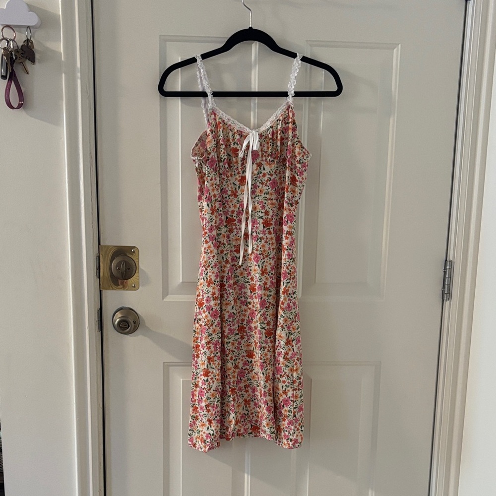 Urban Outfitters Floral Midi Dress - Pink and Cream
